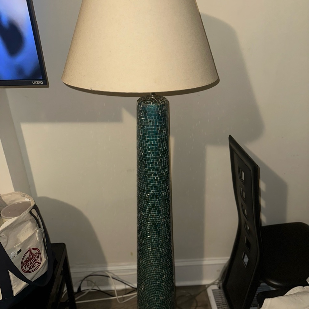 Elegant Mosaic Floor Lamp with Cream Shade